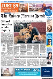 Sydney Morning Herald (Australia) Newspaper Front Page for 21 June 2013