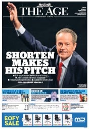 The Age (Australia) Newspaper Front Page for 20 June 2016