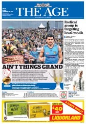The Age (Australia) Newspaper Front Page for 26 September 2014