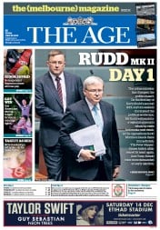The Age (Australia) Newspaper Front Page for 28 June 2013