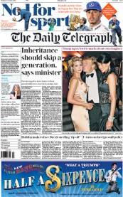 The Daily Telegraph () Newspaper Front Page for 10 October 2016