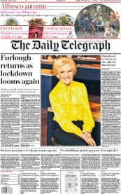 The Daily Telegraph () Newspaper Front Page for 10 October 2020