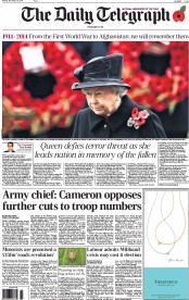 The Daily Telegraph () Newspaper Front Page for 10 November 2014