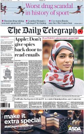 The Daily Telegraph () Newspaper Front Page for 10 November 2015