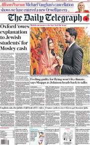 The Daily Telegraph () Newspaper Front Page for 10 November 2021