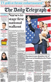 The Daily Telegraph () Newspaper Front Page for 10 November 2022