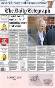 The Daily Telegraph () Newspaper Front Page for 10 December 2021