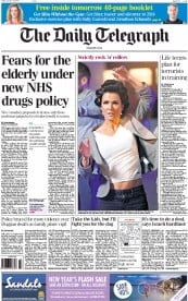 The Daily Telegraph () Newspaper Front Page for 10 January 2014