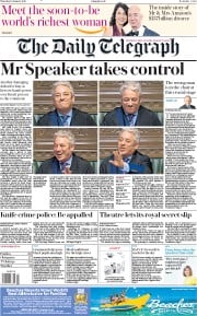 The Daily Telegraph () Newspaper Front Page for 10 January 2019