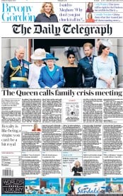 The Daily Telegraph () Newspaper Front Page for 10 January 2020