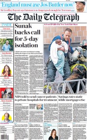 The Daily Telegraph () Newspaper Front Page for 10 January 2022