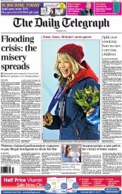The Daily Telegraph () Newspaper Front Page for 10 February 2014