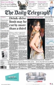 The Daily Telegraph () Newspaper Front Page for 10 February 2016