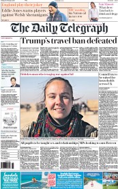 The Daily Telegraph () Newspaper Front Page for 10 February 2017
