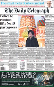 The Daily Telegraph () Newspaper Front Page for 10 February 2022