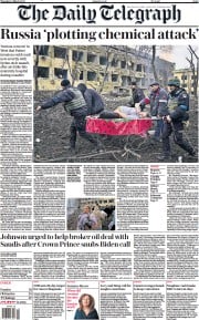 The Daily Telegraph () Newspaper Front Page for 10 March 2022