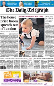 The Daily Telegraph () Newspaper Front Page for 10 April 2014