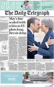The Daily Telegraph () Newspaper Front Page for 10 April 2019