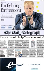 The Daily Telegraph () Newspaper Front Page for 10 May 2016
