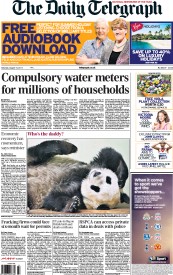 The Daily Telegraph () Newspaper Front Page for 10 August 2013
