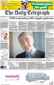 The Daily Telegraph () Newspaper Front Page for 10 August 2016