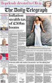 The Daily Telegraph () Newspaper Front Page for 10 August 2022