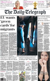 The Daily Telegraph () Newspaper Front Page for 10 September 2015
