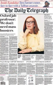 The Daily Telegraph () Newspaper Front Page for 10 September 2021