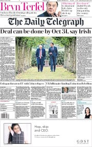 The Daily Telegraph () Newspaper Front Page for 11 October 2019