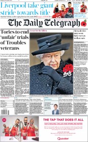 The Daily Telegraph () Newspaper Front Page for 11 November 2019