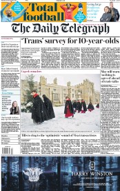 The Daily Telegraph () Newspaper Front Page for 11 December 2017