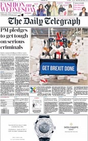 The Daily Telegraph () Newspaper Front Page for 11 December 2019