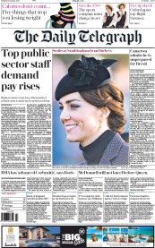 The Daily Telegraph () Newspaper Front Page for 11 January 2016
