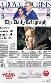 The Daily Telegraph () Newspaper Front Page for 11 January 2020
