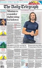 The Daily Telegraph () Newspaper Front Page for 11 January 2021