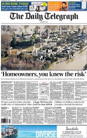 The Daily Telegraph () Newspaper Front Page for 11 February 2014