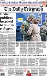 The Daily Telegraph () Newspaper Front Page for 11 March 2022