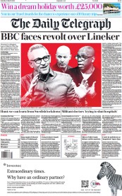 The Daily Telegraph () Newspaper Front Page for 11 March 2023