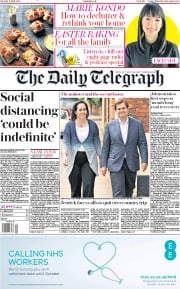The Daily Telegraph () Newspaper Front Page for 11 April 2020