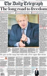 The Daily Telegraph () Newspaper Front Page for 11 May 2020
