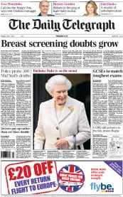 The Daily Telegraph () Newspaper Front Page for 11 June 2013