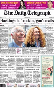 The Daily Telegraph () Newspaper Front Page for 11 July 2011