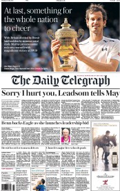 The Daily Telegraph () Newspaper Front Page for 11 July 2016