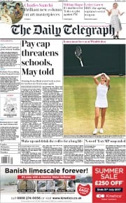 The Daily Telegraph () Newspaper Front Page for 11 July 2017