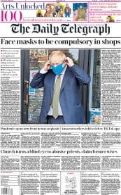 The Daily Telegraph () Newspaper Front Page for 11 July 2020