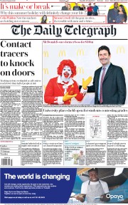 The Daily Telegraph () Newspaper Front Page for 11 August 2020