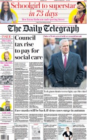 The Daily Telegraph () Newspaper Front Page for 11 September 2021