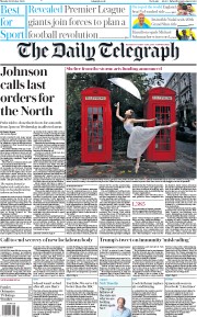 The Daily Telegraph () Newspaper Front Page for 12 October 2020