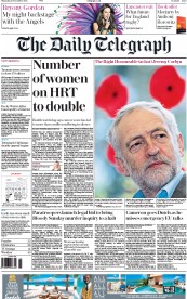 The Daily Telegraph () Newspaper Front Page for 12 November 2015