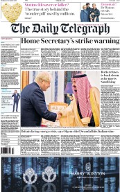 The Daily Telegraph () Newspaper Front Page for 12 December 2016